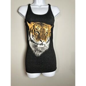 Rosario Tiger Graphic Racerback Tank Top - Lace Back Detail - Size Large